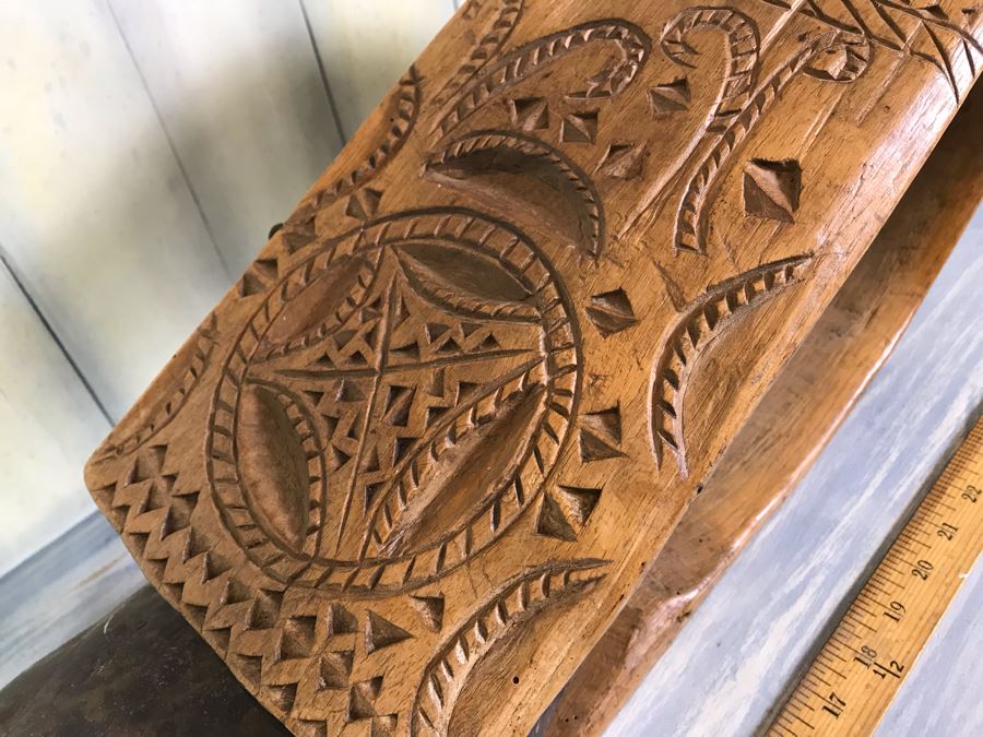 Antique Primitive Hand Hammered Swiss Metal Cow Bell With Carved Wooden Harness Apx 24'L - See Photos [Photo 14]