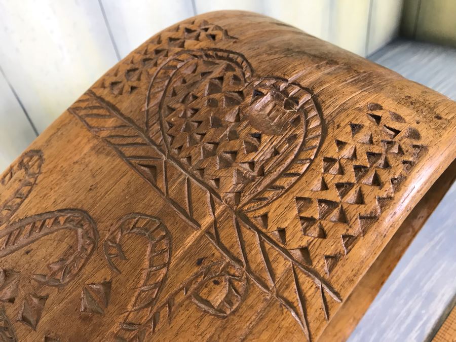 Antique Primitive Hand Hammered Swiss Metal Cow Bell With Carved Wooden Harness Apx 24'L - See Photos [Photo 13]