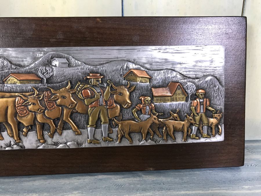 Albert Manser Swiss Embossed Metal Wall Sculpture Signed G. Heule 22'W X 5'H [Photo 6]