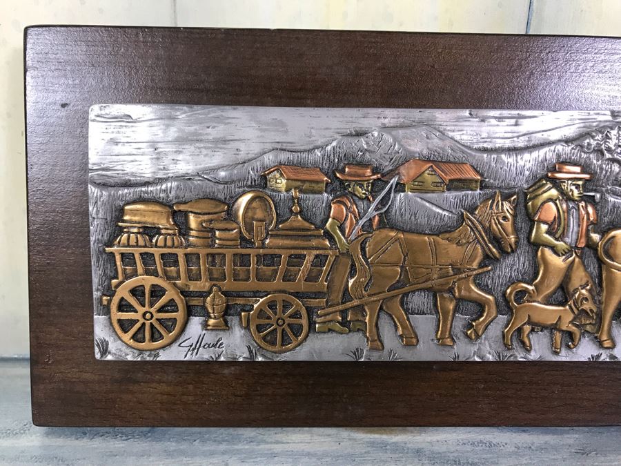 Albert Manser Swiss Embossed Metal Wall Sculpture Signed G. Heule 22'W X 5'H [Photo 2]