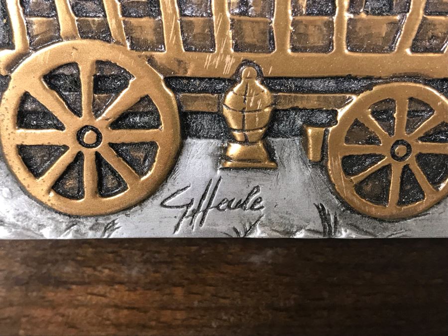 Albert Manser Swiss Embossed Metal Wall Sculpture Signed G. Heule 22'W X 5'H [Photo 3]