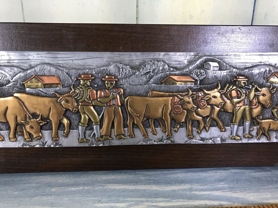 Albert Manser Swiss Embossed Metal Wall Sculpture Signed G. Heule 22'W X 5'H [Photo 5]