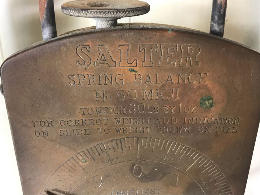Working Vintage Brass SALTER Spring Balance Rotary Scale No. 60 MK II Made In England, Working Antique Fish Scale Frary's Improved Balance Scale No 2 New York And Hanson Model No 895 Scale For Display [Photo 2]