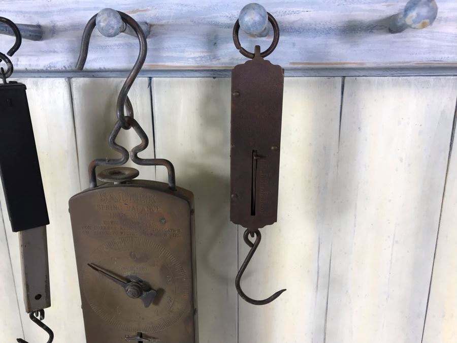 Working Vintage Brass SALTER Spring Balance Rotary Scale No. 60 MK II Made In England, Working Antique Fish Scale Frary's Improved Balance Scale No 2 New York And Hanson Model No 895 Scale For Display [Photo 7]