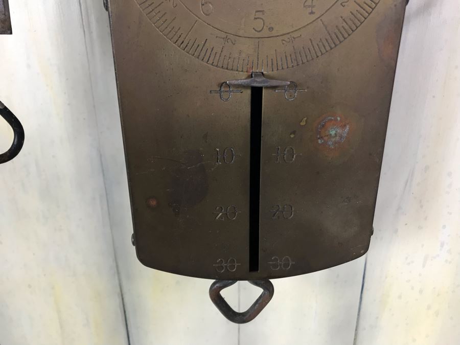 Working Vintage Brass SALTER Spring Balance Rotary Scale No. 60 MK II Made In England, Working Antique Fish Scale Frary's Improved Balance Scale No 2 New York And Hanson Model No 895 Scale For Display [Photo 6]