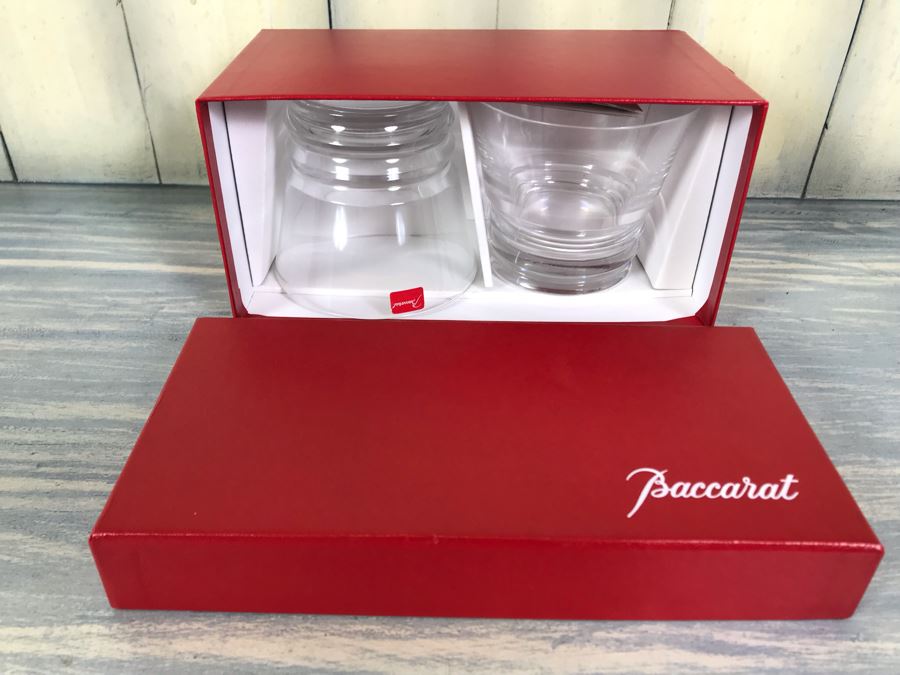 Pair Of New Baccarat Crystal Glasses In Original Box