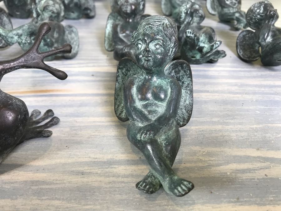Metal Frog Sculpture And (19) Metal Cherubs [Photo 6]