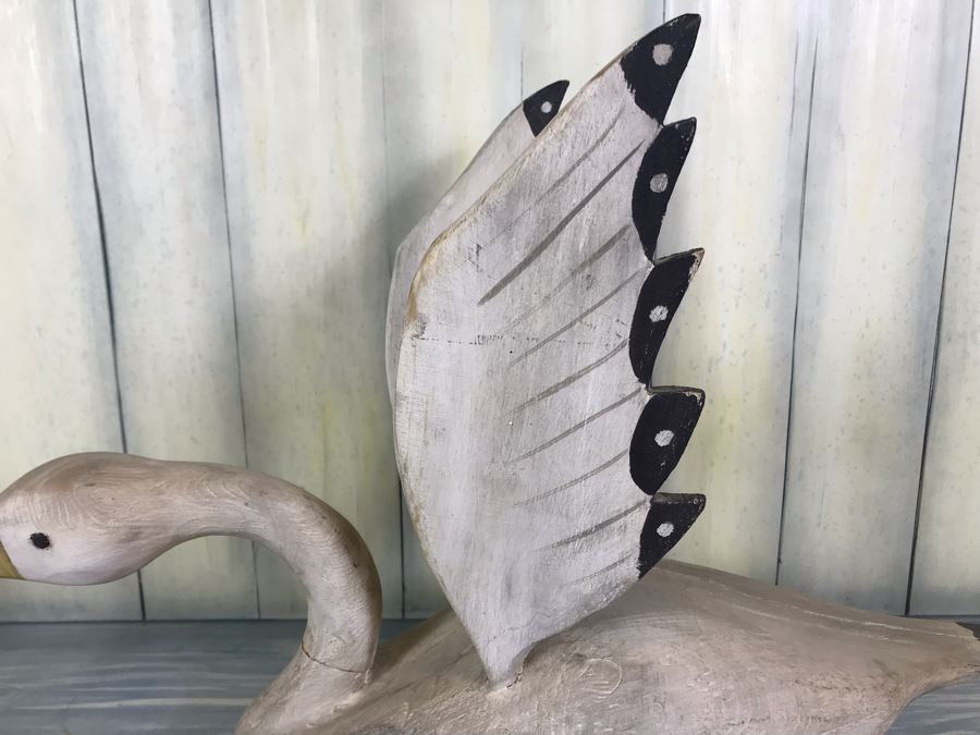 Wooden Carved Swan Signed By Stephen B. Whitlow Newell, NC Has Repaired Crack In Neck [Photo 4]