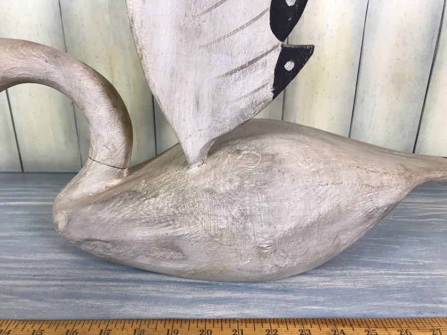Wooden Carved Swan Signed By Stephen B. Whitlow Newell, NC Has Repaired Crack In Neck [Photo 5]