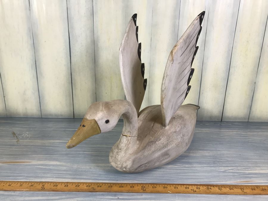 Wooden Carved Swan Signed By Stephen B. Whitlow Newell, NC Has Repaired Crack In Neck [Photo 6]
