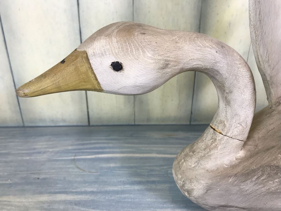 Wooden Carved Swan Signed By Stephen B. Whitlow Newell, NC Has Repaired Crack In Neck [Photo 3]