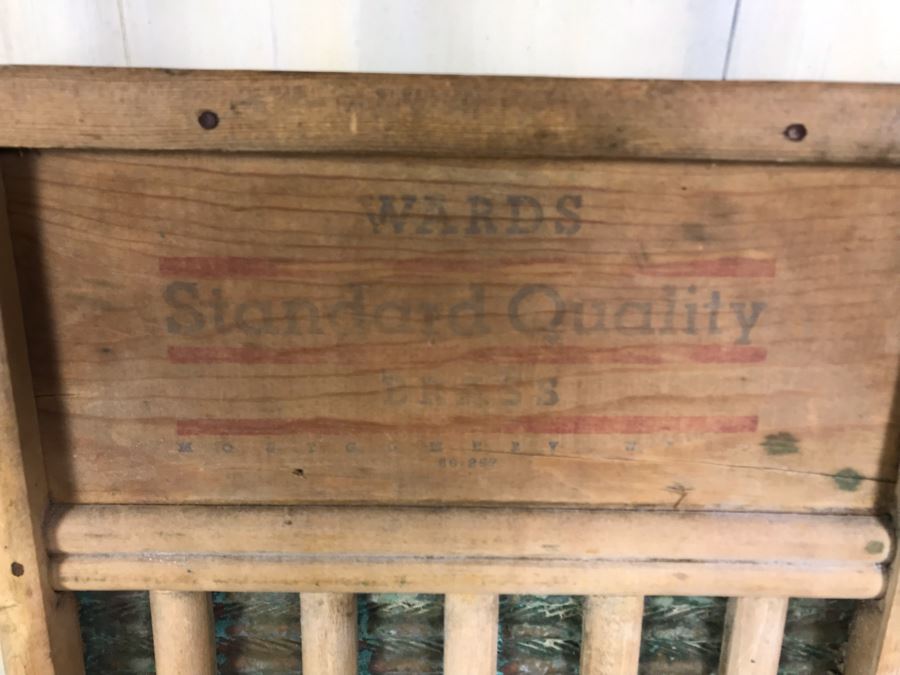 Hand Painted Country Folk Art Primitive Metal Washboard By Lisa Carpenter New Hampshire 1992 And Vintage Cardboard Adverising Sign Fairies Sweet-Scented Starch Makes Ironing Easy [Photo 12]