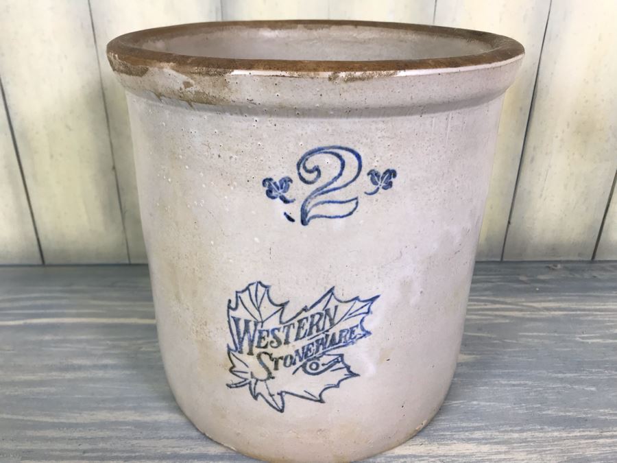 Vintage 2 Gallon Western Stoneware Co Crock Pot 10'H X 9'W Slight Chip At Base - See Photos [Photo 2]
