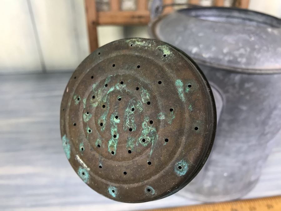 Vintage National Washboard Co No 801 And Vintage Galvanized Metal Watering Gardening Can [Photo 9]