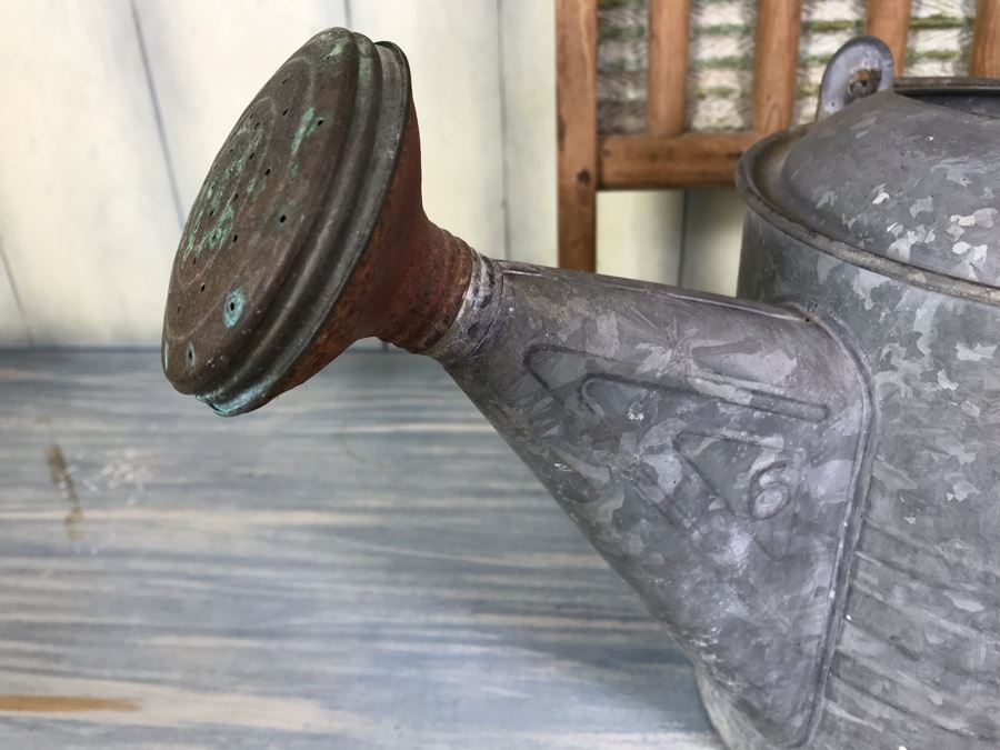 Vintage National Washboard Co No 801 And Vintage Galvanized Metal Watering Gardening Can [Photo 5]