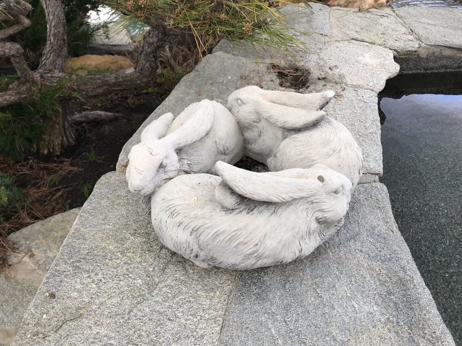 Concrete (3) Bunny Rabbit Garden Sculpture [Photo 4]