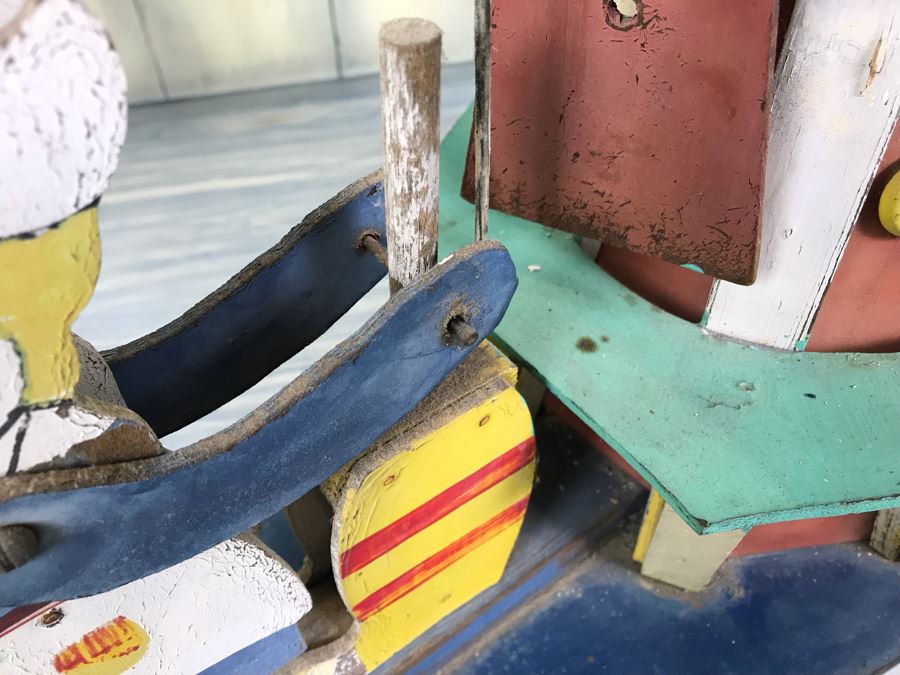 Antique Hand Painted Wooden Whirligig Butter Churn Windmill Folk Art [Photo 16]