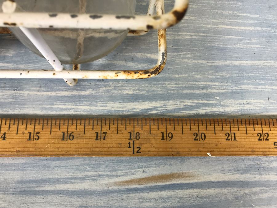 Vintage Metal Glass Milk Bottle Carrier With Handle And (6) Vintage Glass Milk Bottles [Photo 11]