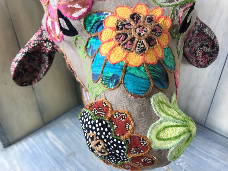 Eclectic Embroidered Quilted Bulls Head Wall Decor 23'H X 15'W [Photo 7]