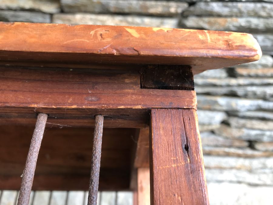 Antique Primitive Wooden And Metal Cage With Handle 17'D X 12'W X 12.5'H [Photo 14]