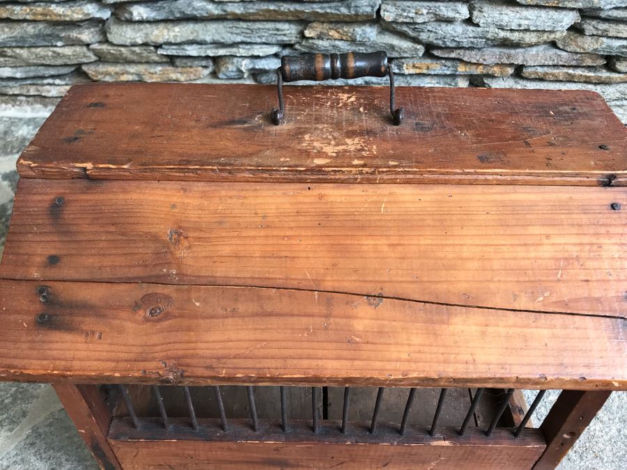 Antique Primitive Wooden And Metal Cage With Handle 17'D X 12'W X 12.5'H [Photo 18]