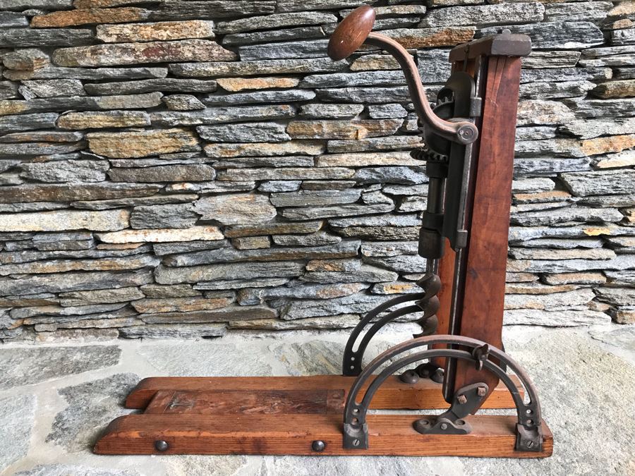 Antique Tool F S Co Adjustable Angle Mechanical Crank Drill Press Wood / Cast Iron Portable [Photo 21]