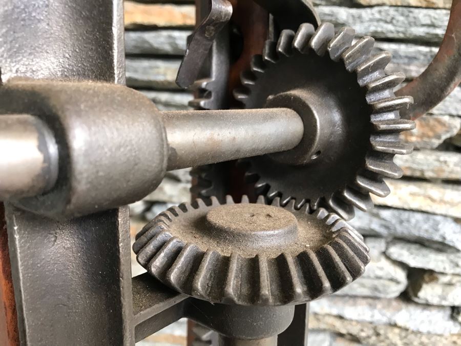 Antique Tool F S Co Adjustable Angle Mechanical Crank Drill Press Wood / Cast Iron Portable [Photo 7]