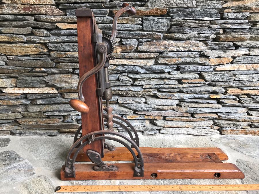 Antique Tool F S Co Adjustable Angle Mechanical Crank Drill Press Wood / Cast Iron Portable [Photo 12]