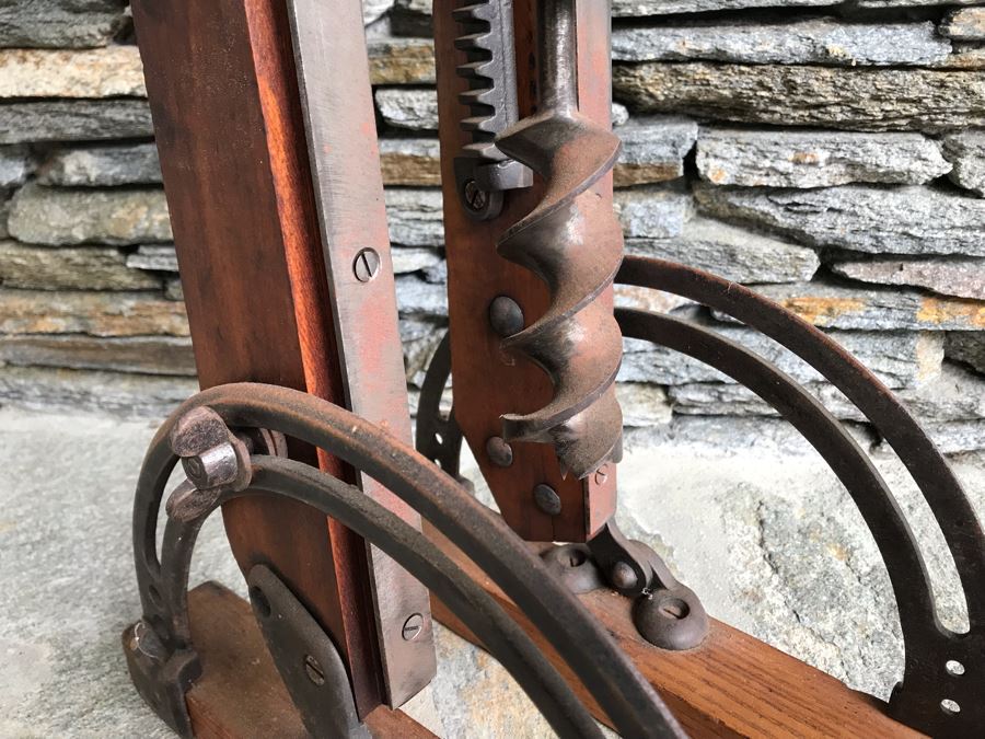 Antique Tool F S Co Adjustable Angle Mechanical Crank Drill Press Wood / Cast Iron Portable [Photo 6]