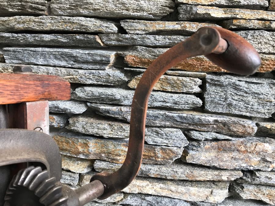 Antique Tool F S Co Adjustable Angle Mechanical Crank Drill Press Wood / Cast Iron Portable [Photo 8]