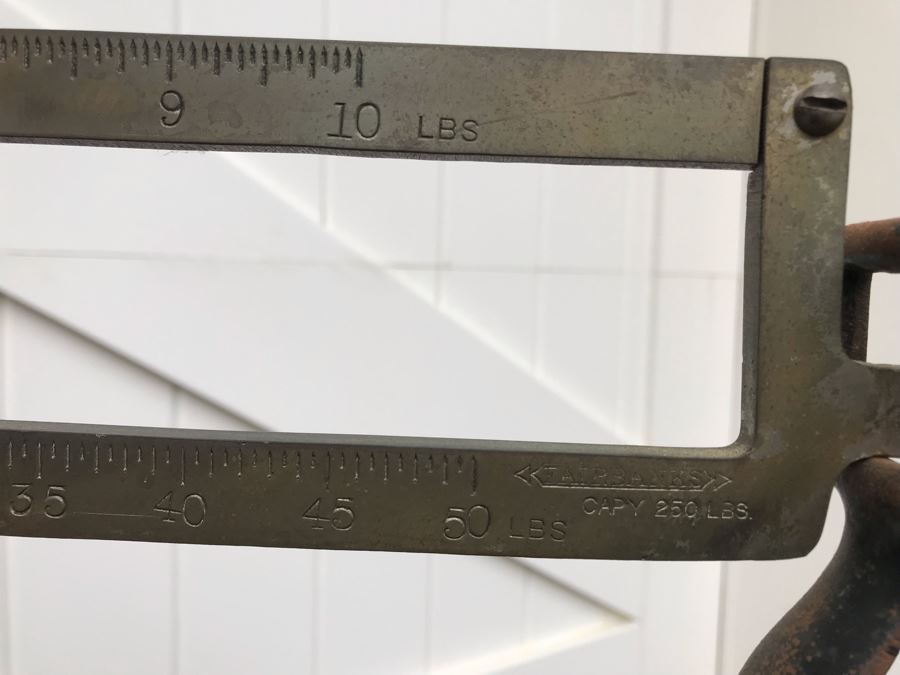 Large Antique Fairbanks Industrial Rolling Floor Scale 250lbs Capacity 21'D X 12.5'W X 27'H - May Need Servicing [Photo 10]