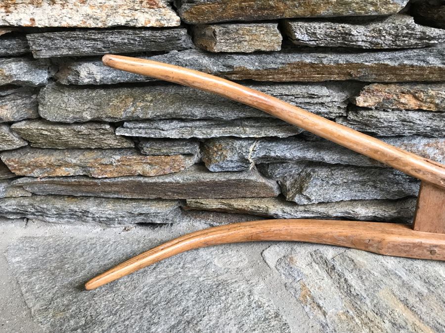 Antique Primitive Wooden Farm Kitchen Tools: Large Carved Wooden Scoop And Wooden Tiller Plow Rake [Photo 6]