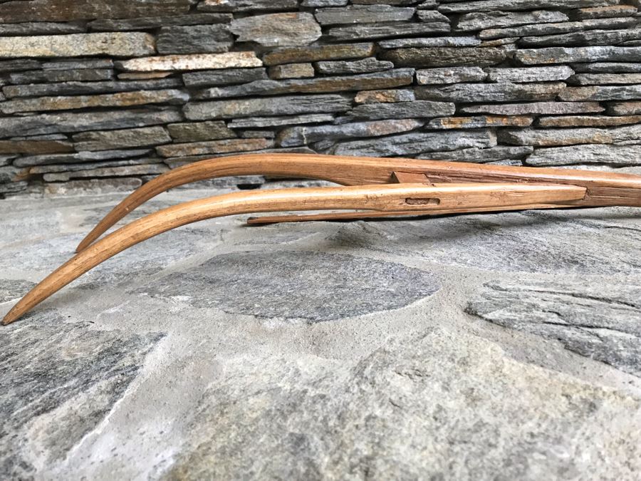 Antique Primitive Wooden Farm Kitchen Tools: Large Carved Wooden Scoop And Wooden Tiller Plow Rake [Photo 11]