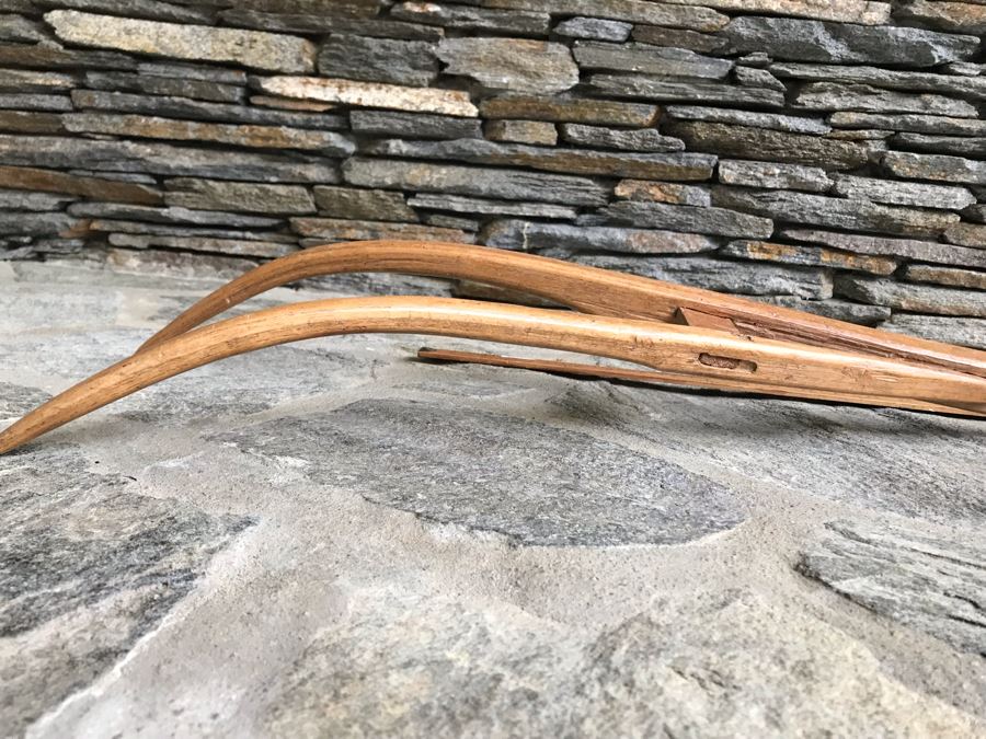 Antique Primitive Wooden Farm Kitchen Tools: Large Carved Wooden Scoop And Wooden Tiller Plow Rake [Photo 13]