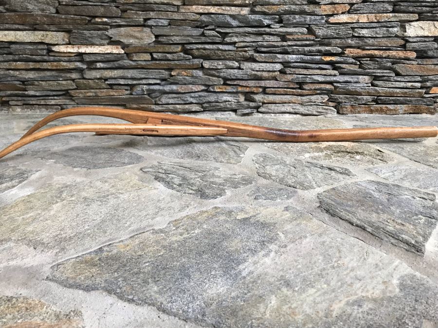 Antique Primitive Wooden Farm Kitchen Tools: Large Carved Wooden Scoop And Wooden Tiller Plow Rake [Photo 12]