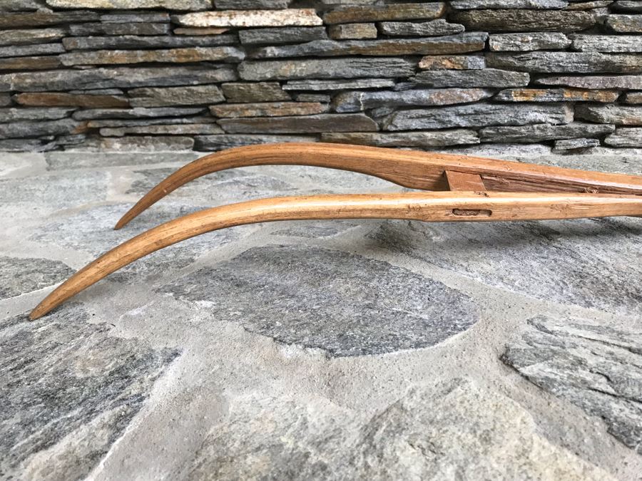 Antique Primitive Wooden Farm Kitchen Tools: Large Carved Wooden Scoop And Wooden Tiller Plow Rake [Photo 10]