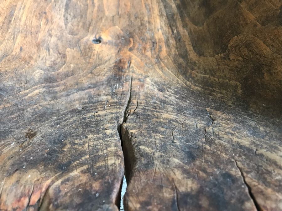 Large Antique Primitive Carved Wooden Dough Bowl 32'L [Photo 11]