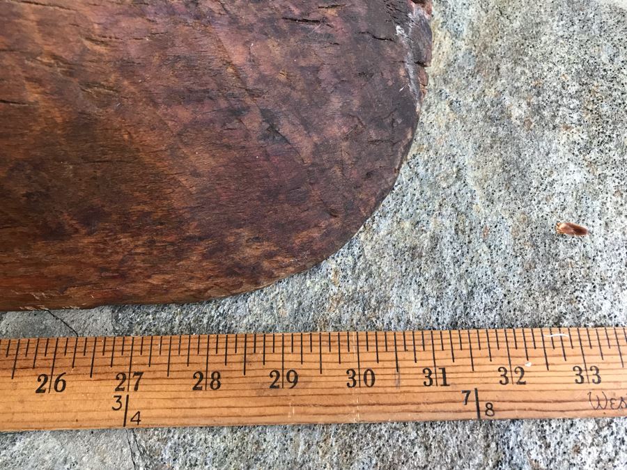 Large Antique Primitive Carved Wooden Dough Bowl 32'L [Photo 18]