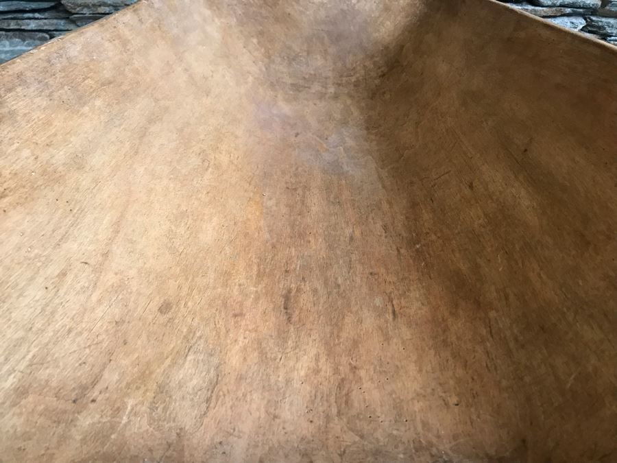 Huge Antique Primitive Carved Wooden Dough Bowl 43'L [Photo 12]