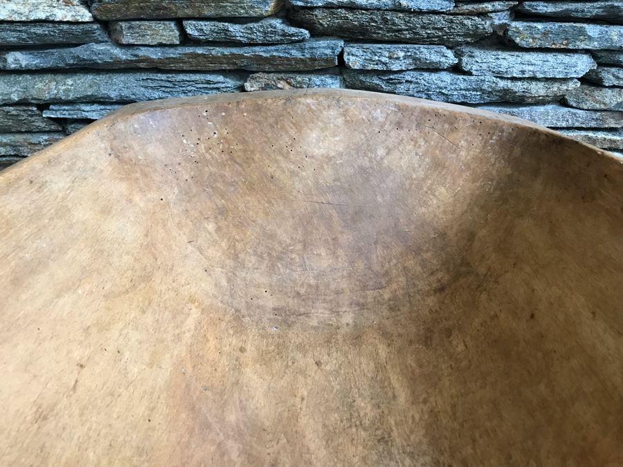 Huge Antique Primitive Carved Wooden Dough Bowl 43'L [Photo 13]