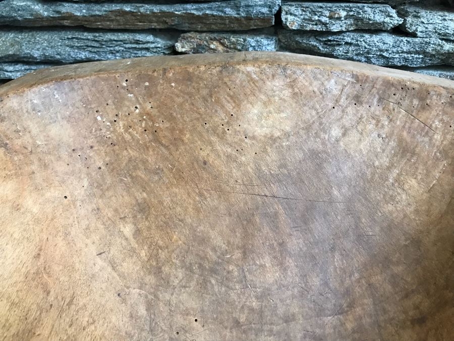 Huge Antique Primitive Carved Wooden Dough Bowl 43'L [Photo 14]