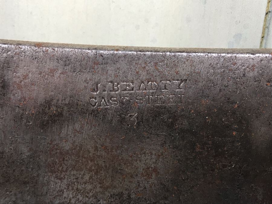 Antique J. Beatty Cast-Steel 3 Meat Cleaver Butcher's Knife [Photo 8]