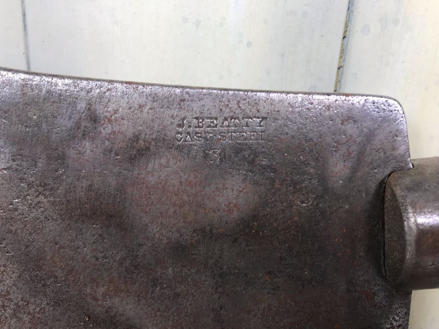Antique J. Beatty Cast-Steel 3 Meat Cleaver Butcher's Knife [Photo 7]