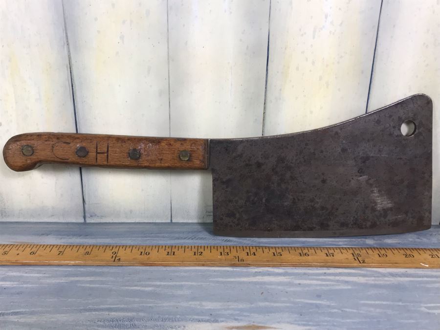 Antique Village Blacksmith Solid Steel Forged Meat Cleaver Butcher's Knife [Photo 1]