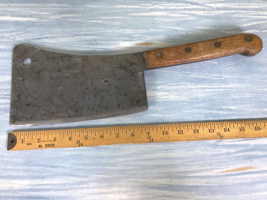 Antique Village Blacksmith Solid Steel Forged Meat Cleaver Butcher's Knife [Photo 11]