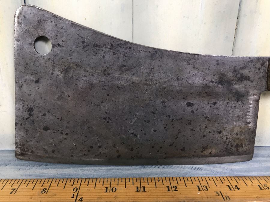 Antique Village Blacksmith Solid Steel Forged Meat Cleaver Butcher's Knife [Photo 3]