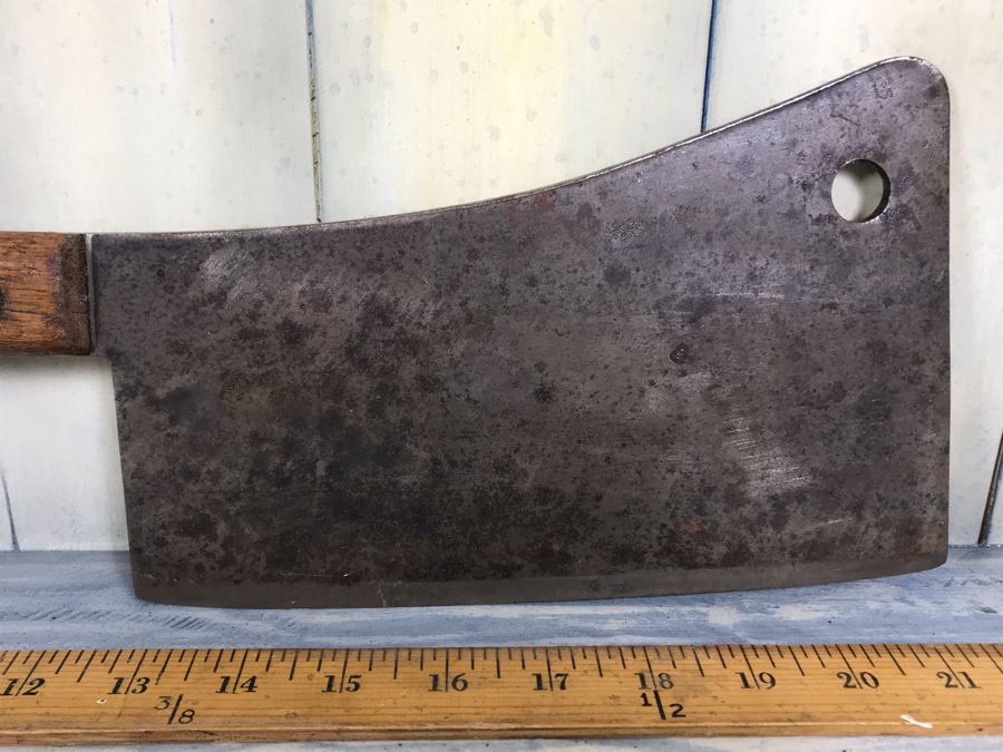 Antique Village Blacksmith Solid Steel Forged Meat Cleaver Butcher's Knife [Photo 7]