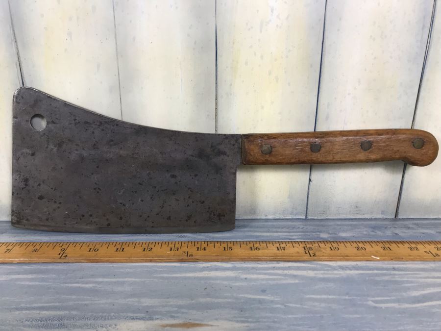 Antique Village Blacksmith Solid Steel Forged Meat Cleaver Butcher's Knife