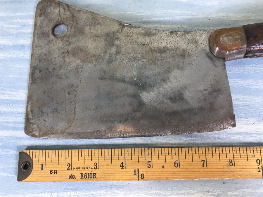 Antique 8' Foster Bros. Trade Mark 8 Meat Cleaver Butcher's Knife [Photo 13]