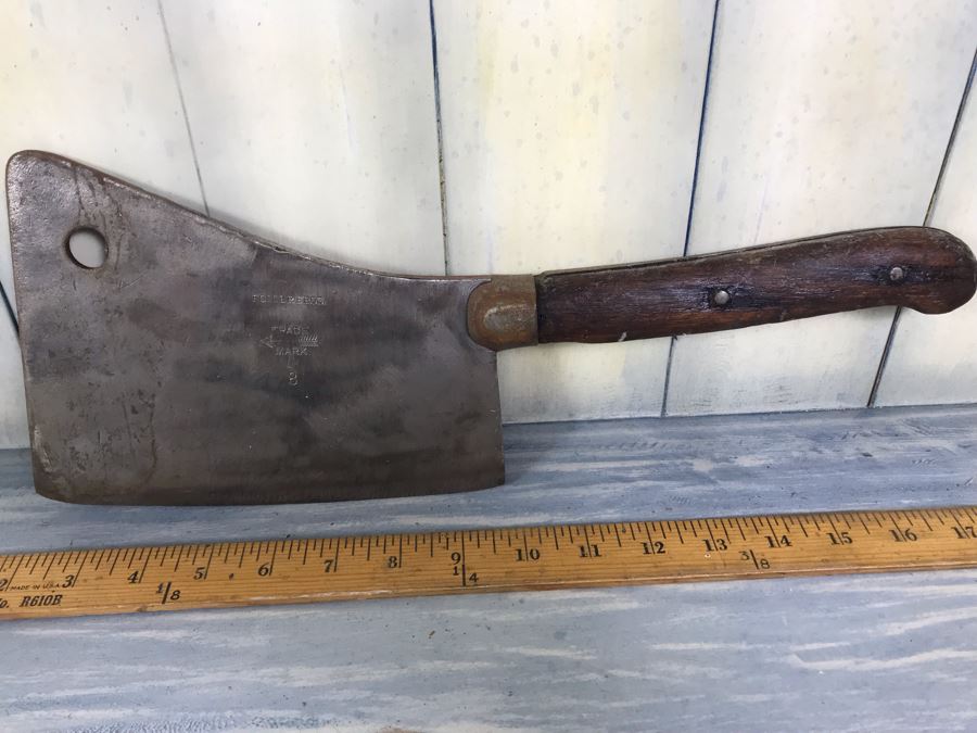 Antique 8' Foster Bros. Trade Mark 8 Meat Cleaver Butcher's Knife